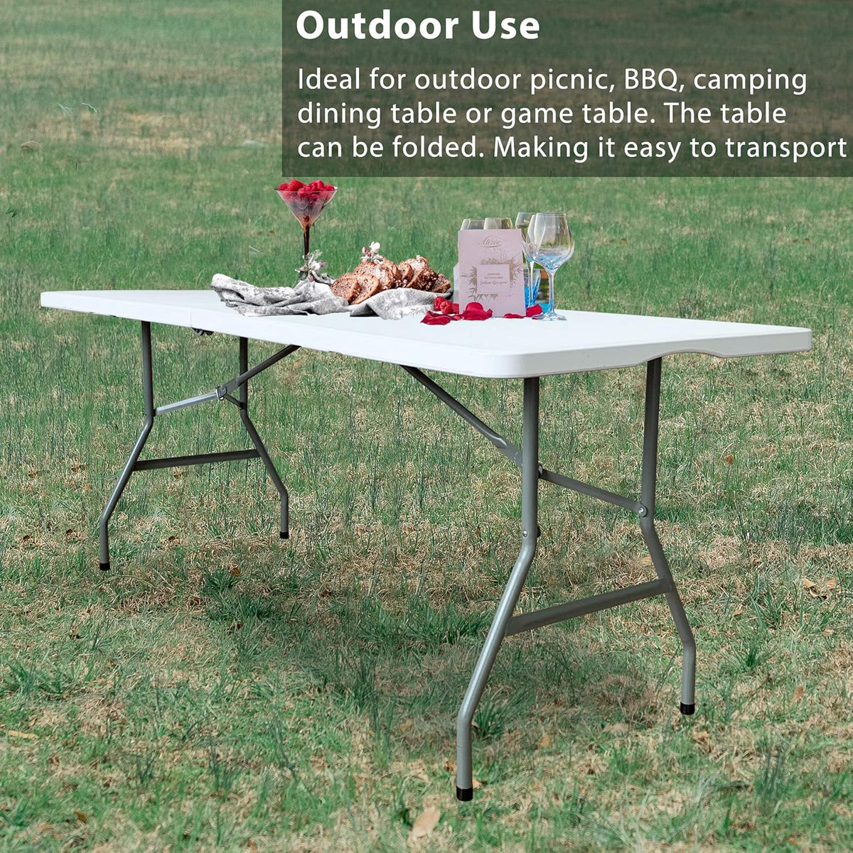 6 ft Folding Plastic Table with Handle P40274