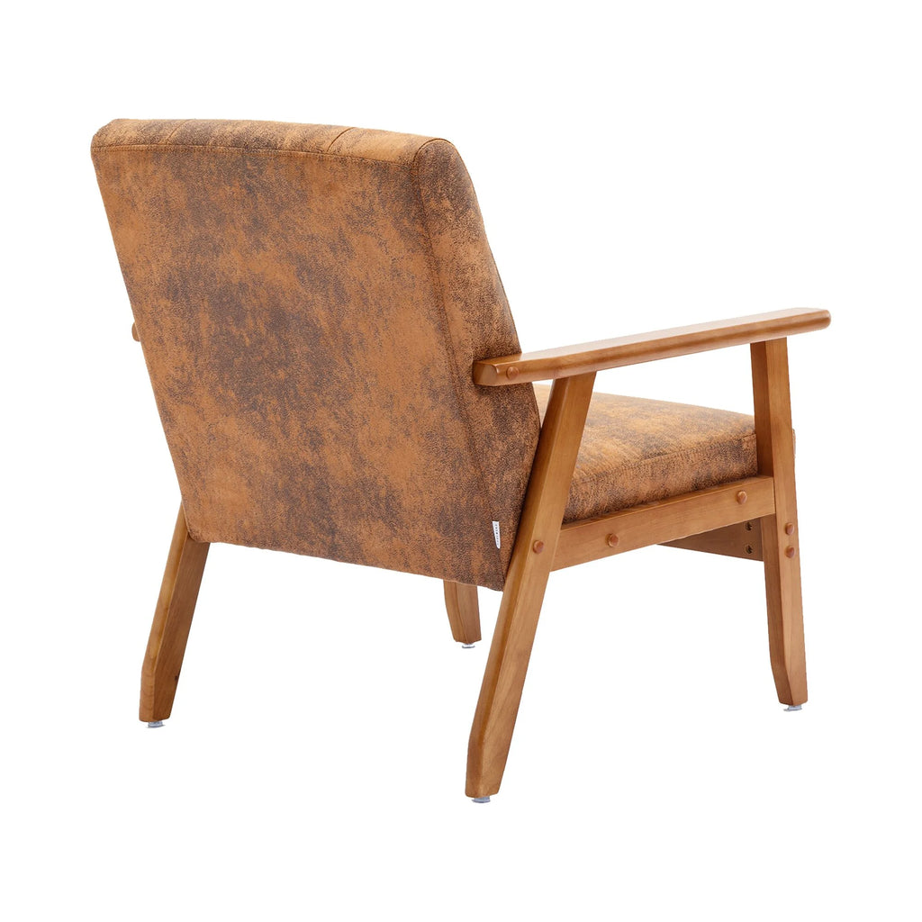 Accent Chairs Set of 2 with Side Table, Wood and Fabric Armchairs E11563