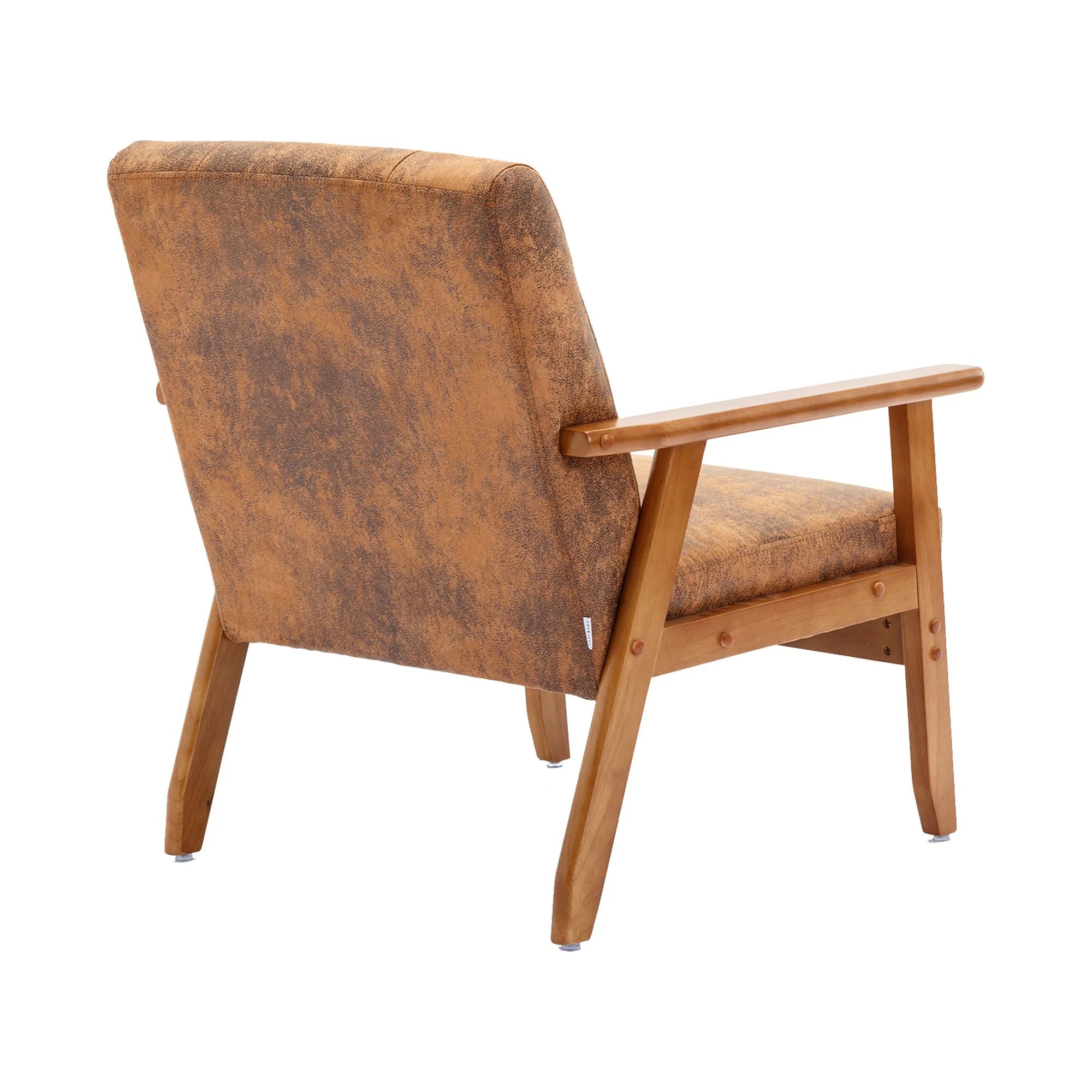 Accent Chairs Set of 2 with Side Table, Wood and Fabric Armchairs E11563
