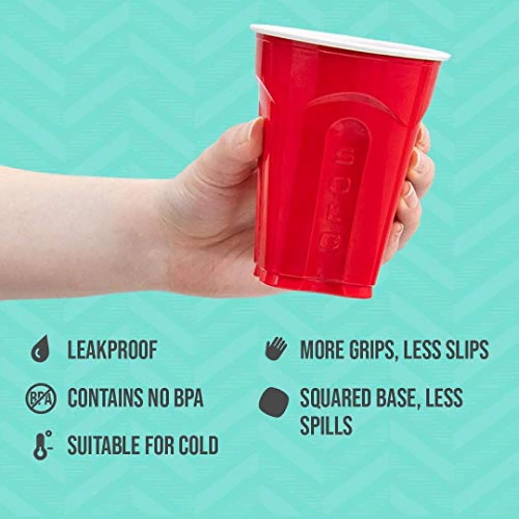 Red Squared Plastic Party Cups, 18 Ounce, 200 Count J6841