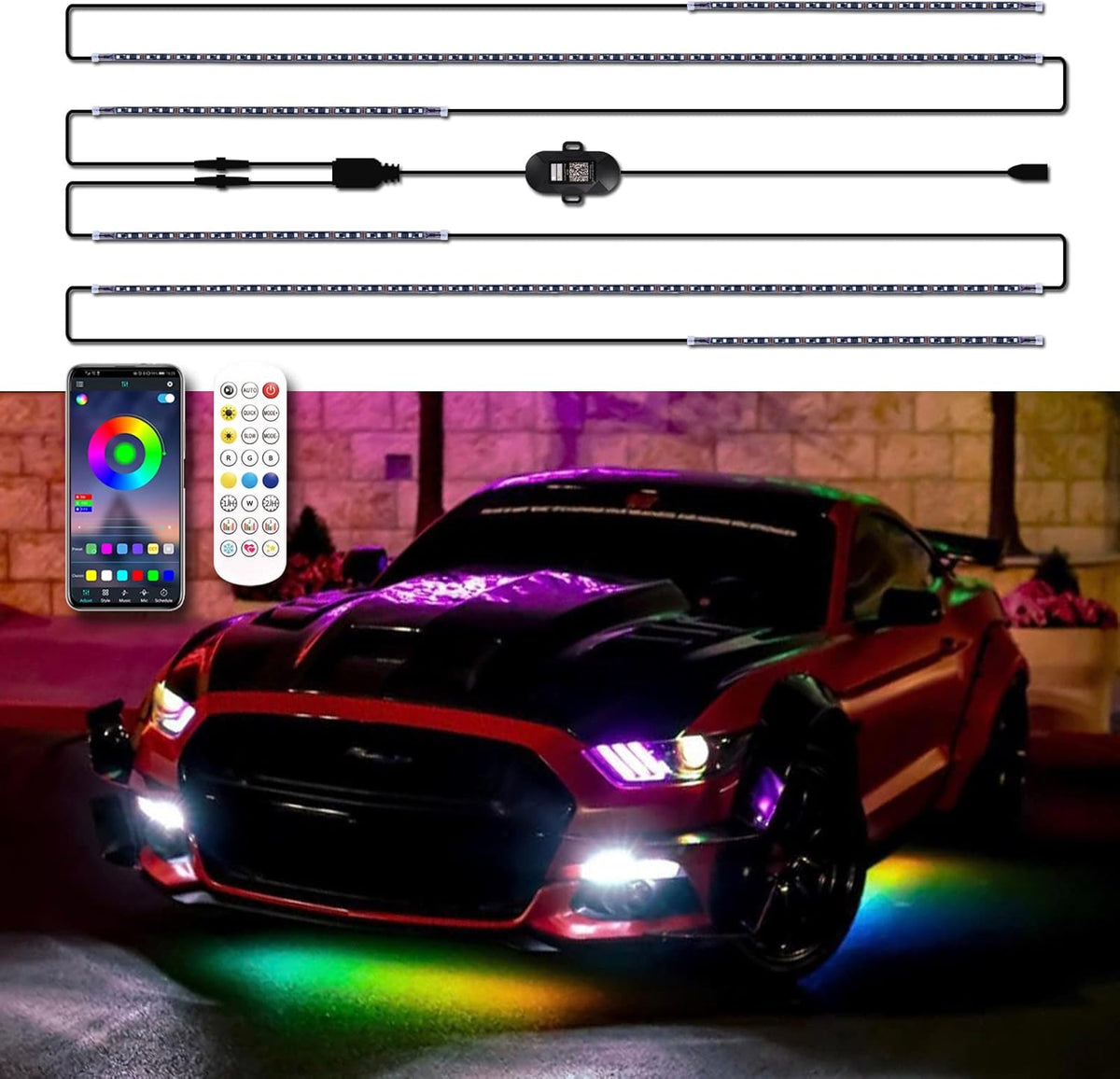 6 PCS Waterproof LED Underglow Light Kit with APP Control Z52913