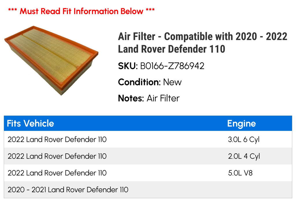 Air Filter for Land Rover Defender 110 D9891