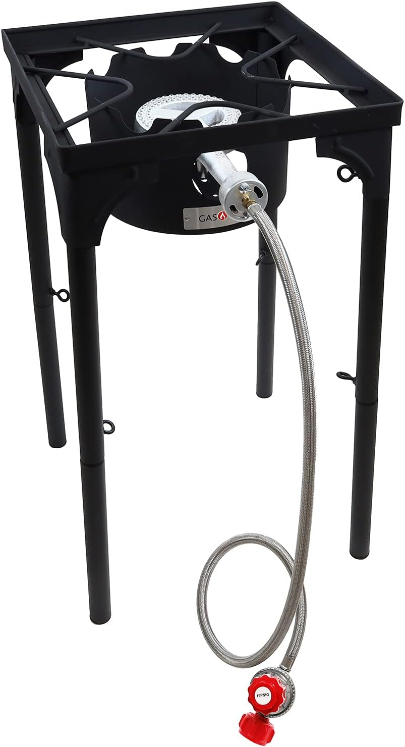 Propane Single Burner Camp Stove with Steel Braided Regulator Q1666