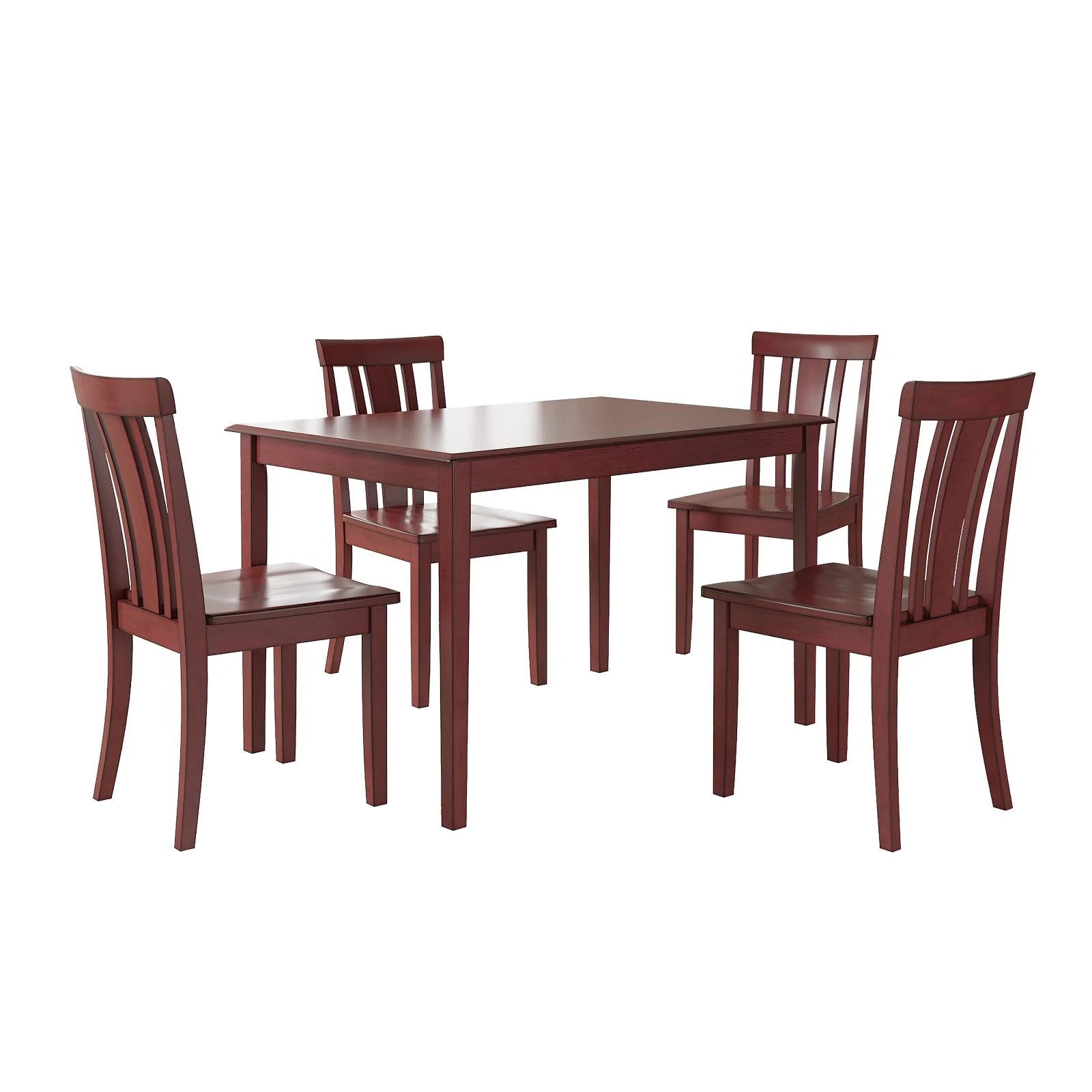 5-Piece Wood Dining Set with 4 Slat Back Chairs D490