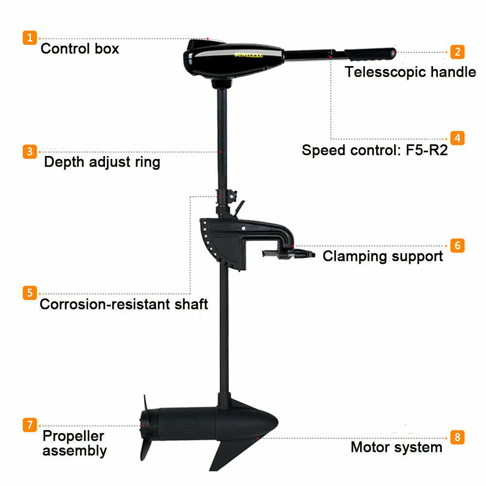 12V 45LBS Thrust Electric Outboard Trolling Motor Boat Engine A697167