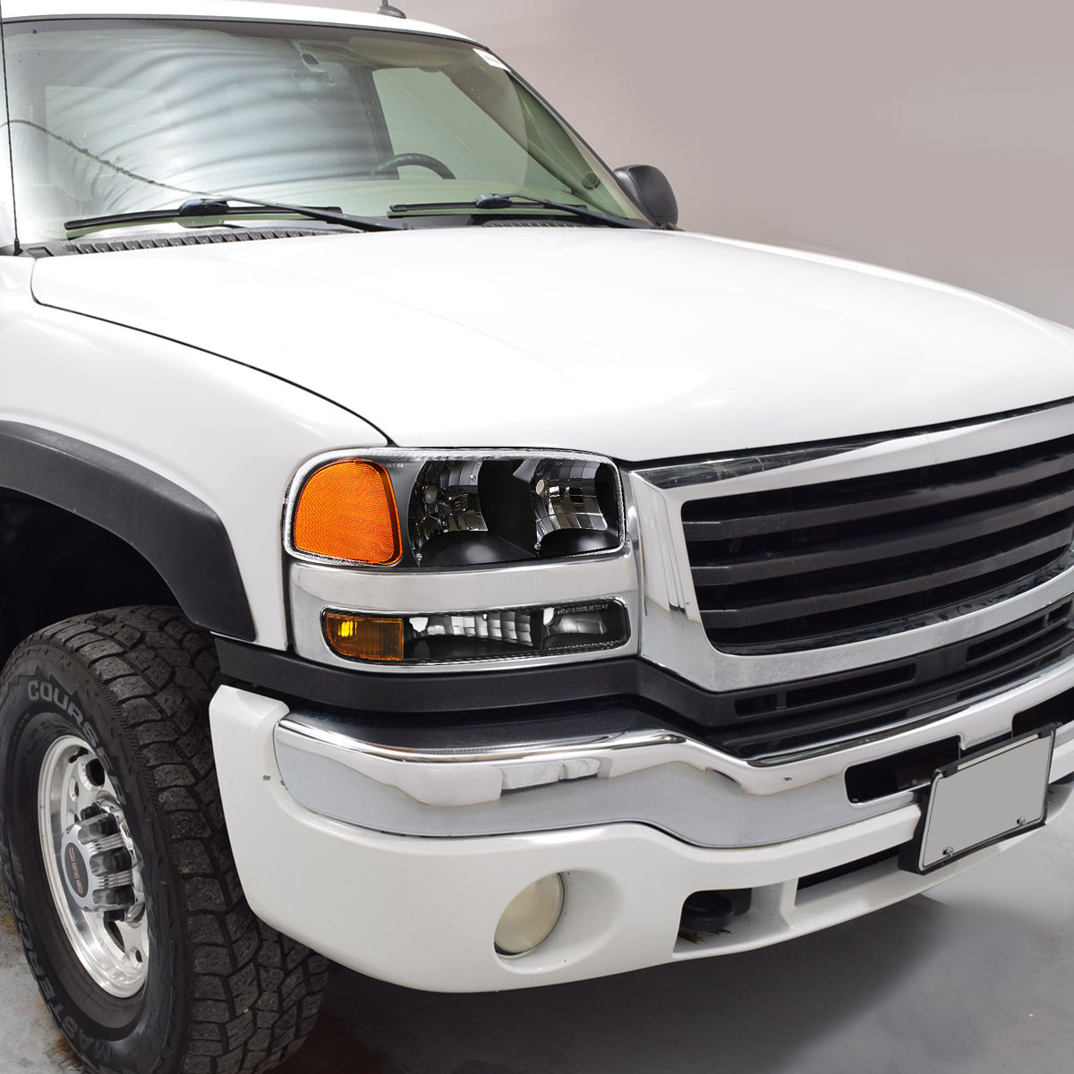 Black Housing Headlight and Amber Corner Bumper Lamps F7923
