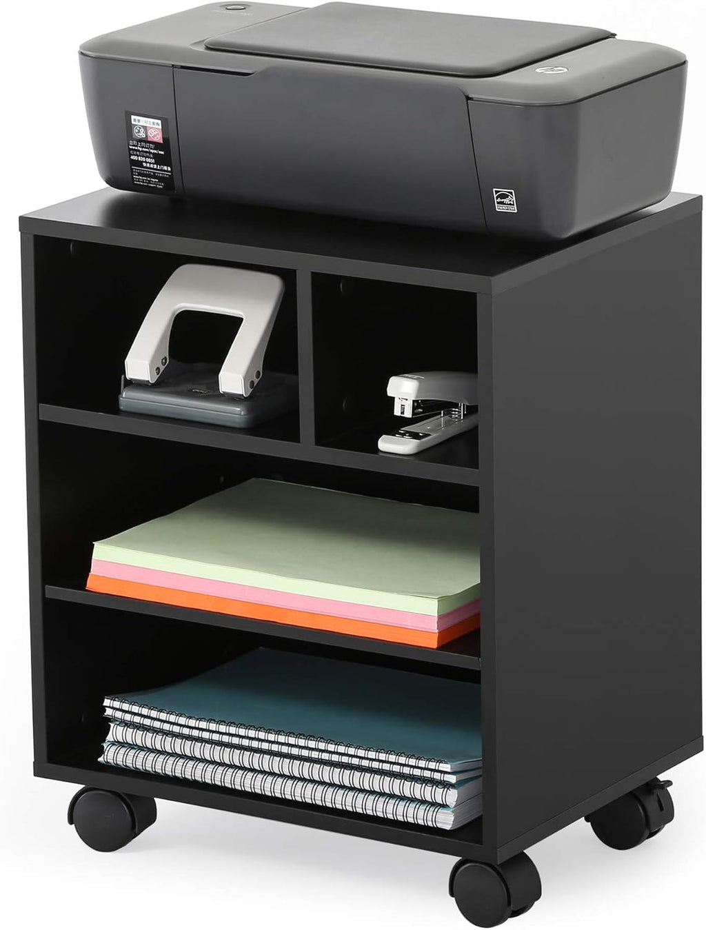 White Mobile Printer Stand with Wheels P755373