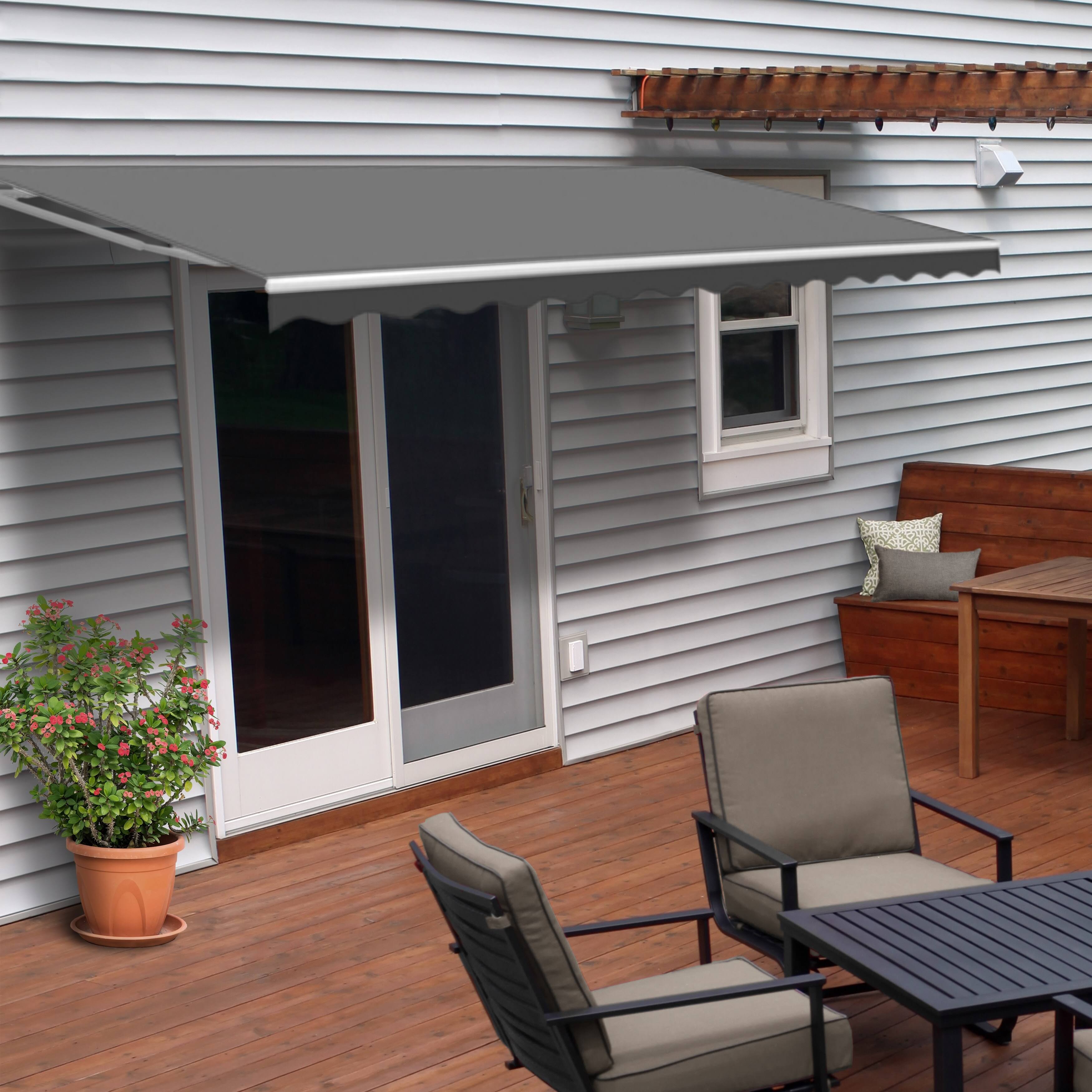 Retractable Patio Deck Awning Motorized 6.5 x 5 ft Grey L802