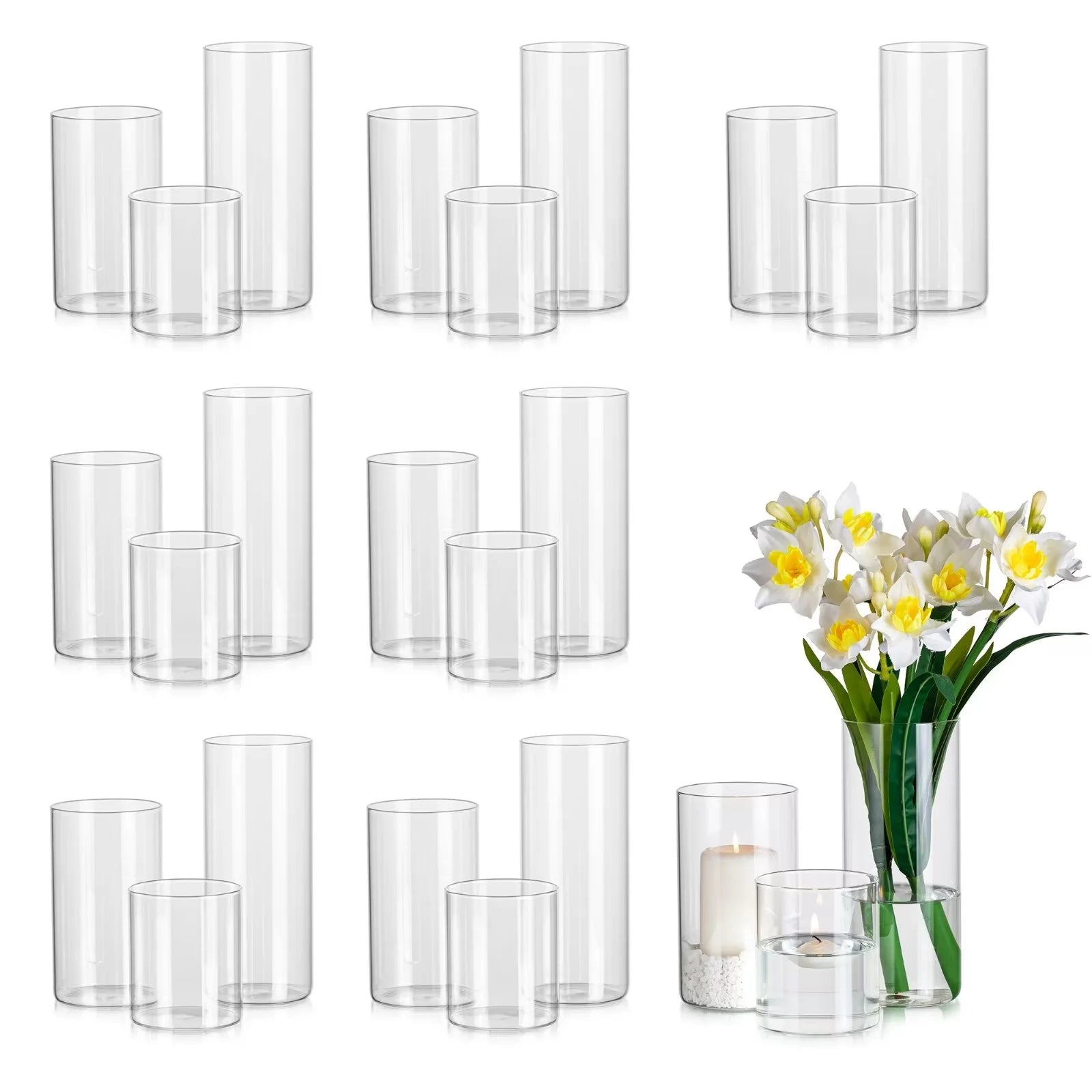 Glass Cylinder Vase Set of 24 P4044