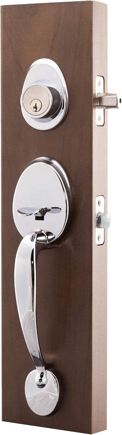 Polished Stainless Front Door Handle Set, Pack of 2 L7484