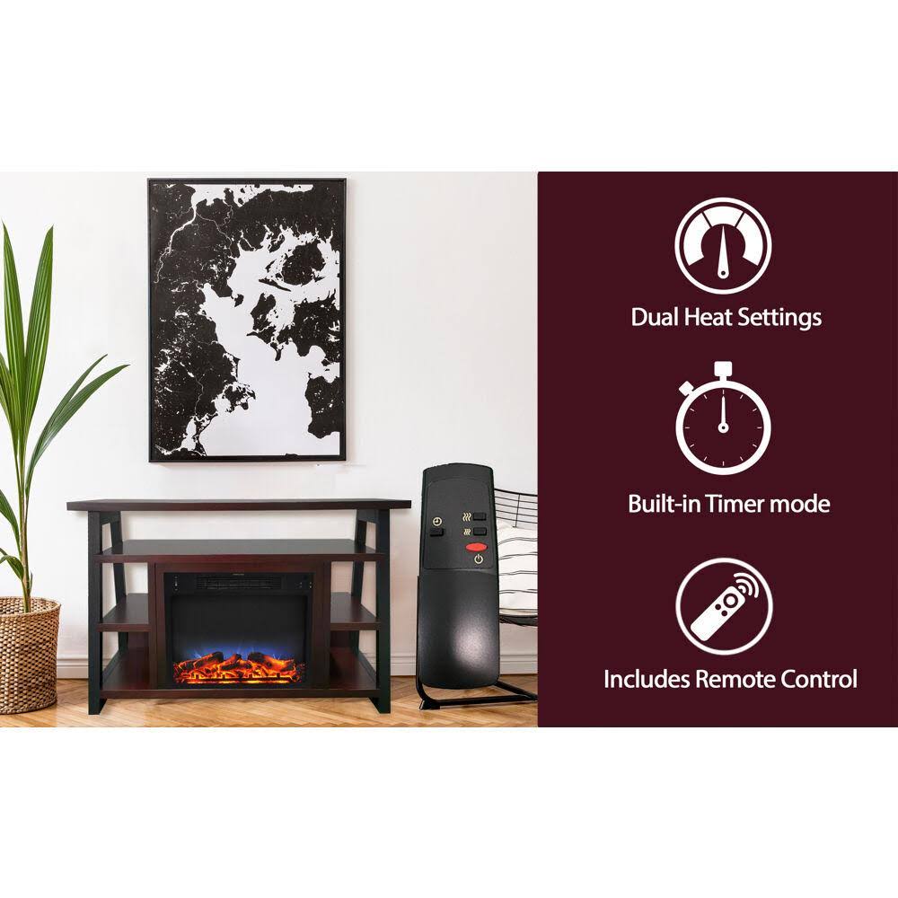 White Electric Fireplace Mantel with LED Flame H7461