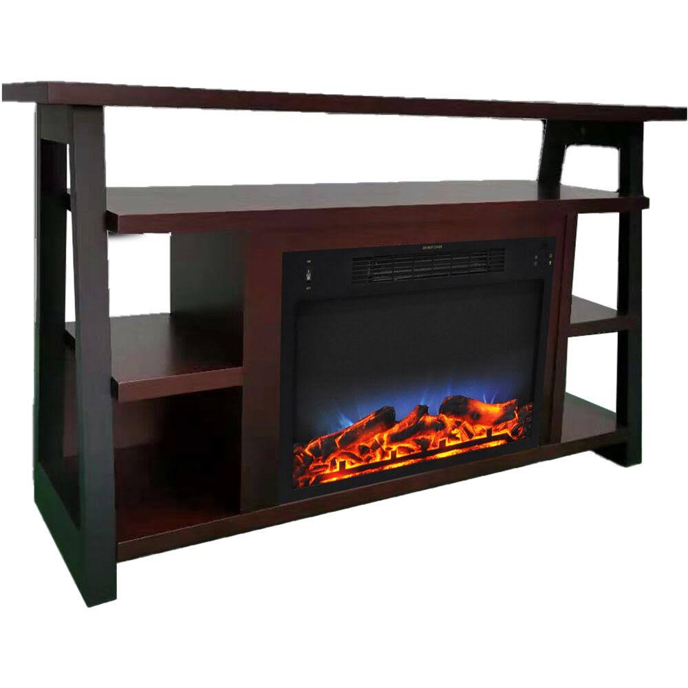 White Electric Fireplace Mantel with LED Flame H7461