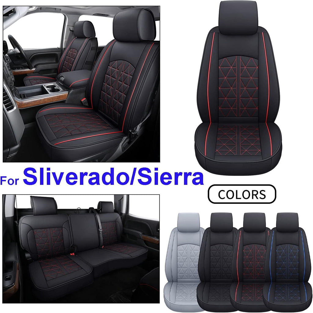 Black&Red Synthetic Leather Car Seat Cover Full Set X9067