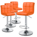 Set of 4 Adjustable Swivel Bar Stools Faux Leather, Orange S67887