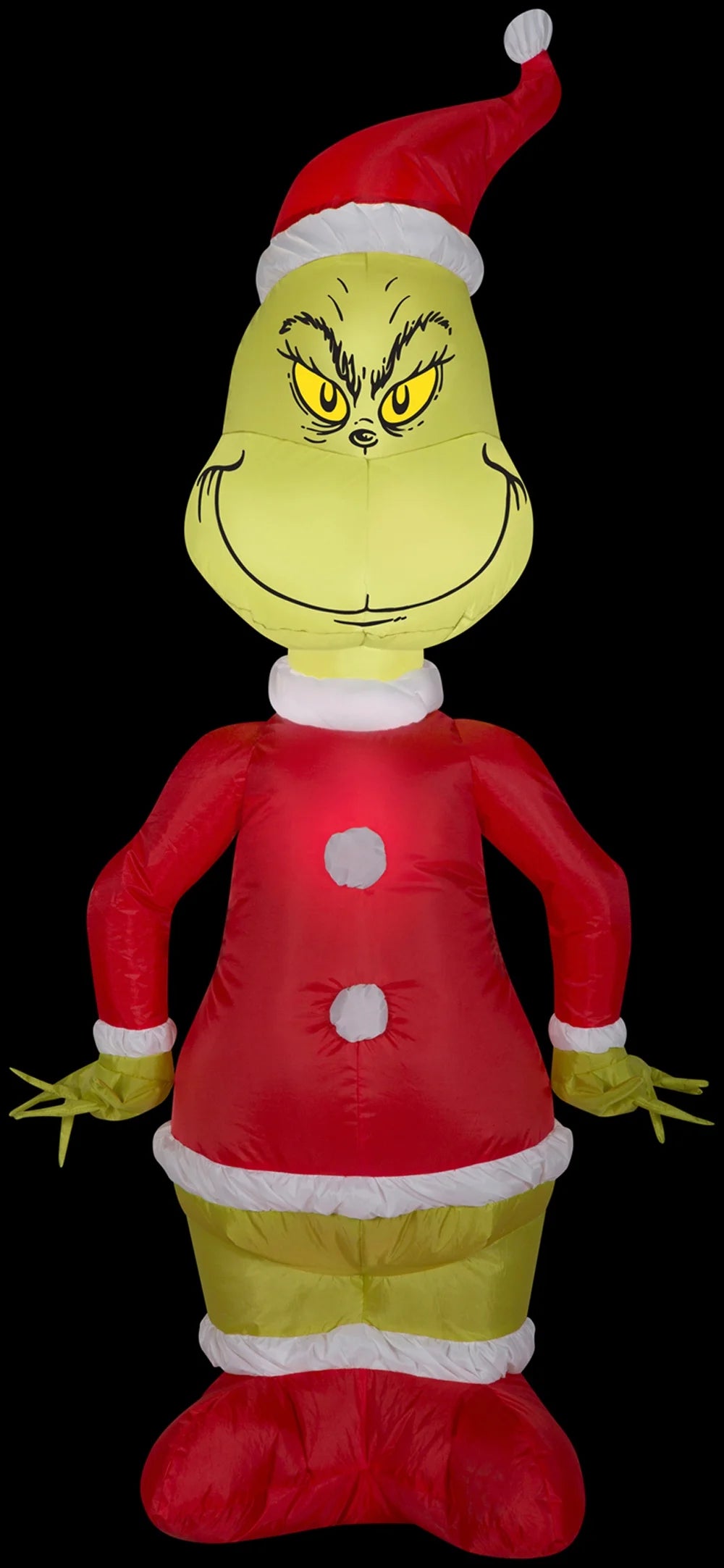 Inflatable Dr. Seuss The Grinch in Santa Suit LED Lighted Yard Decoration - 48 in x 23 in x 11 in H14875