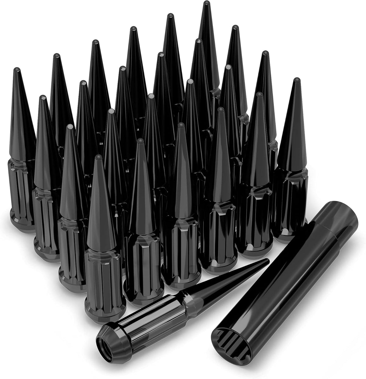 Black 1/2"-20 1-Pc Spline Spike Lug Nut Set, 33 Pack E660