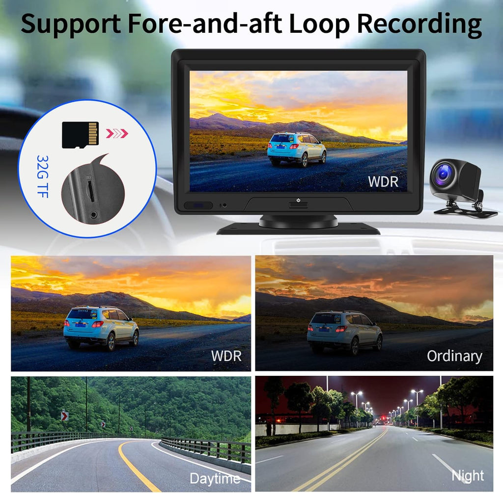 7'' Touchscreen Car Player with Dual Dash Cam, Bluetooth, FM Transmitter U640