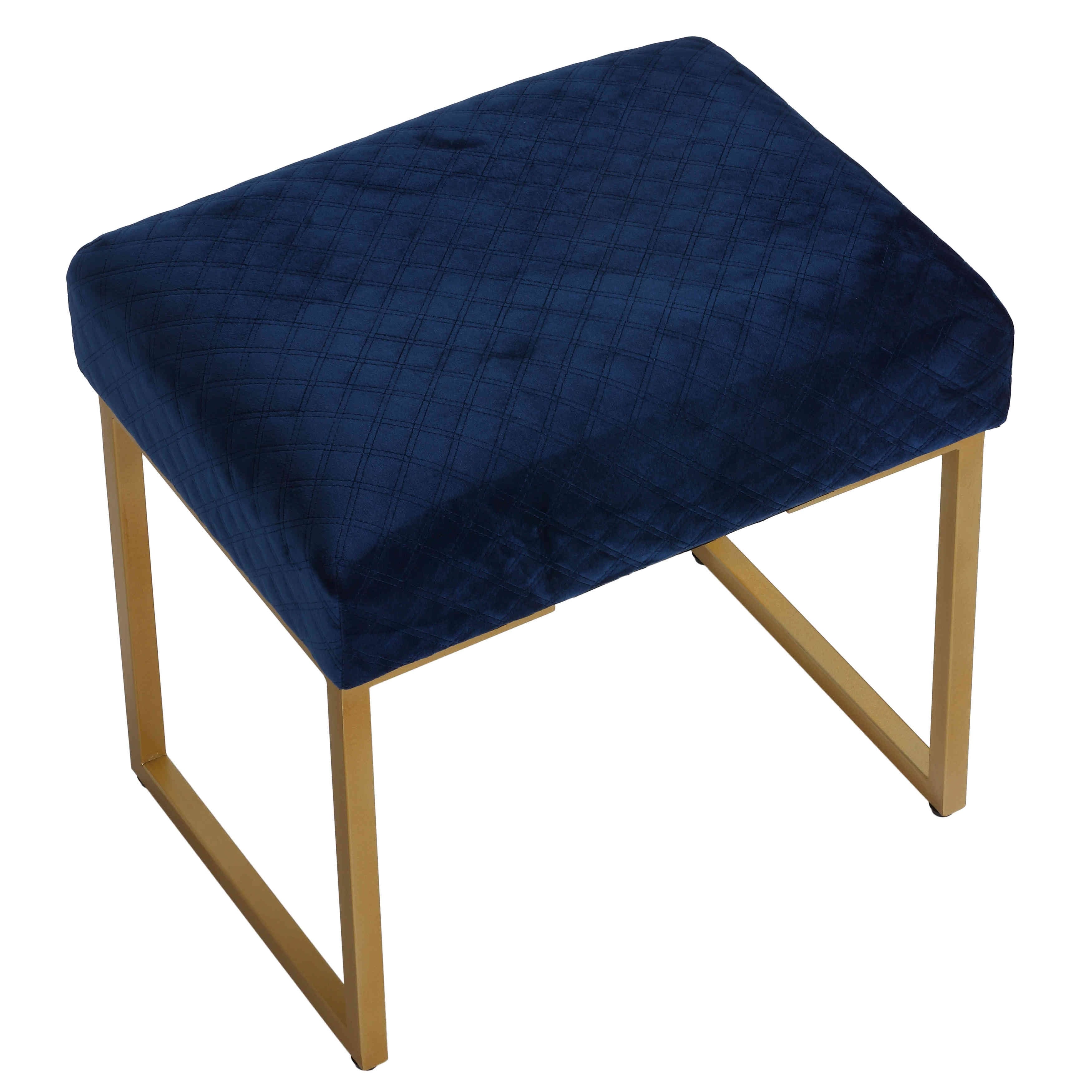 Blue Ottoman with Painted Gold Legs C9487