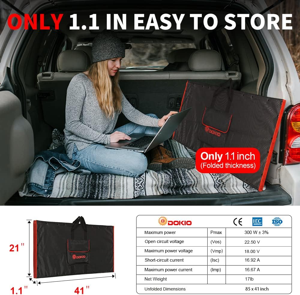 300W 18V Portable Folding Solar Panel Kit with 2 USB Outputs D60205