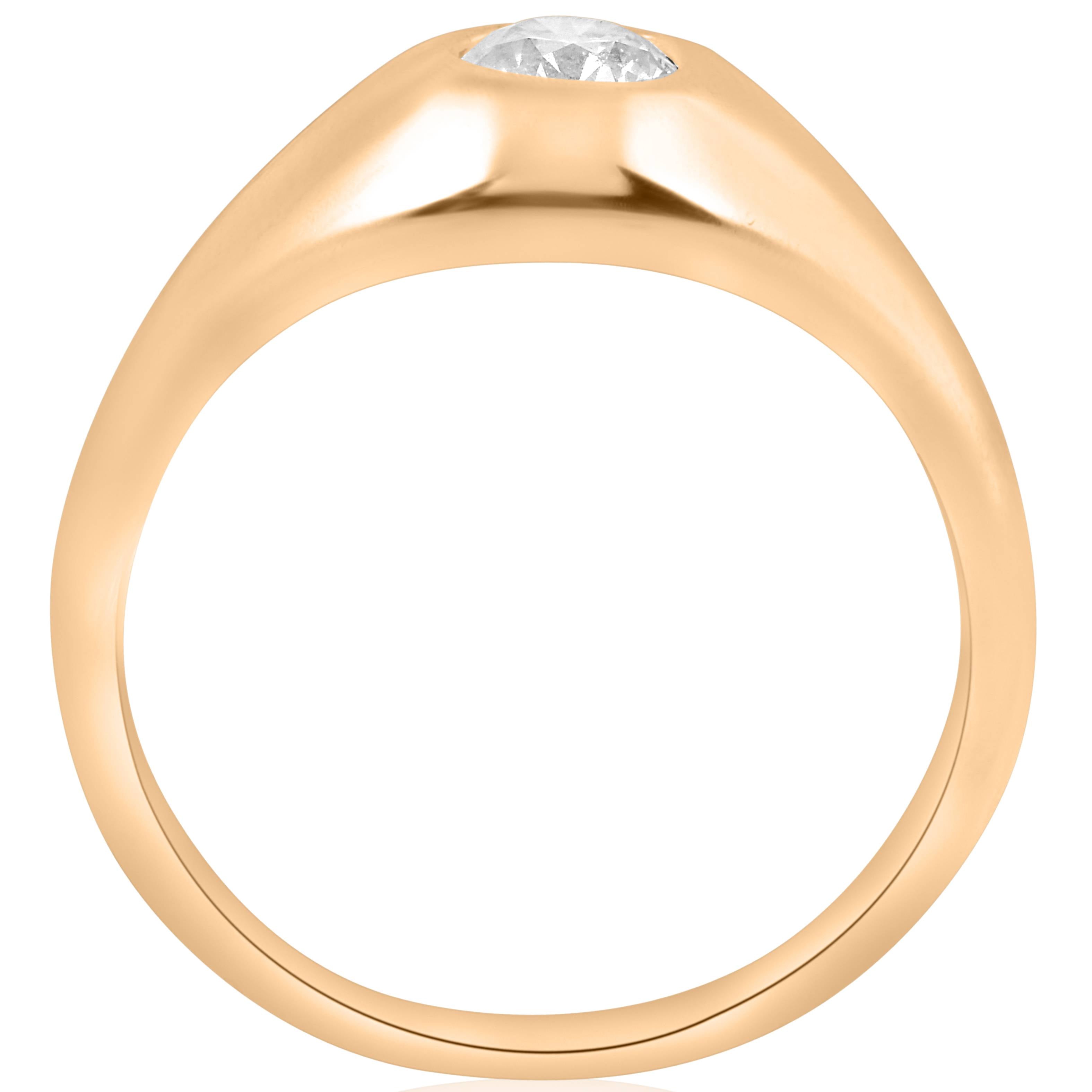 14K Yellow Gold Mens Diamond Solitaire Ring W191707
