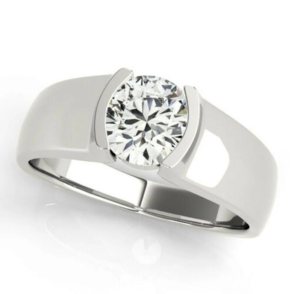 18K White Gold Plated Solitaire Engagement Ring 925 Sterling Silver M270
