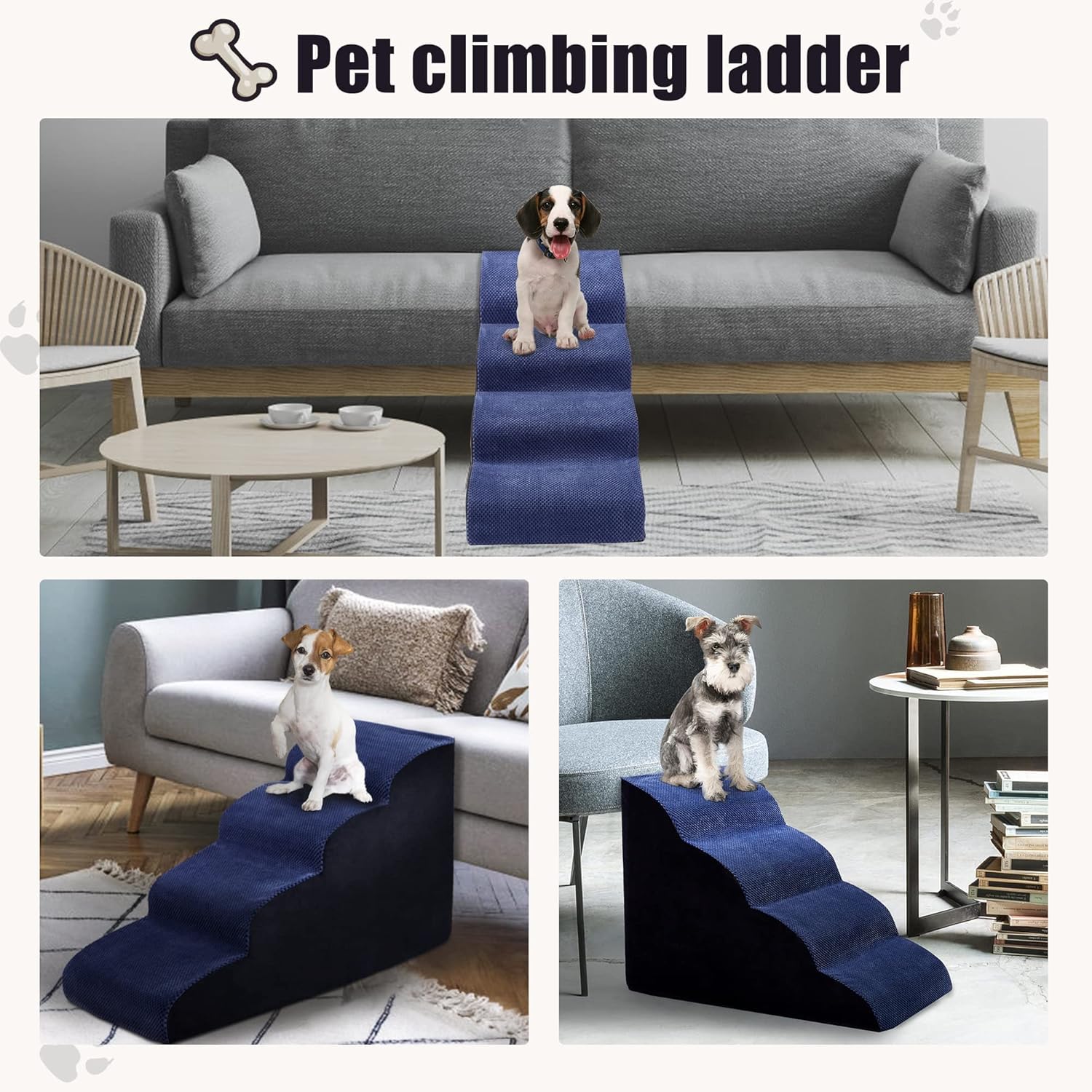 Navy Blue 4 Tiers Foam Dog Stairs F103462