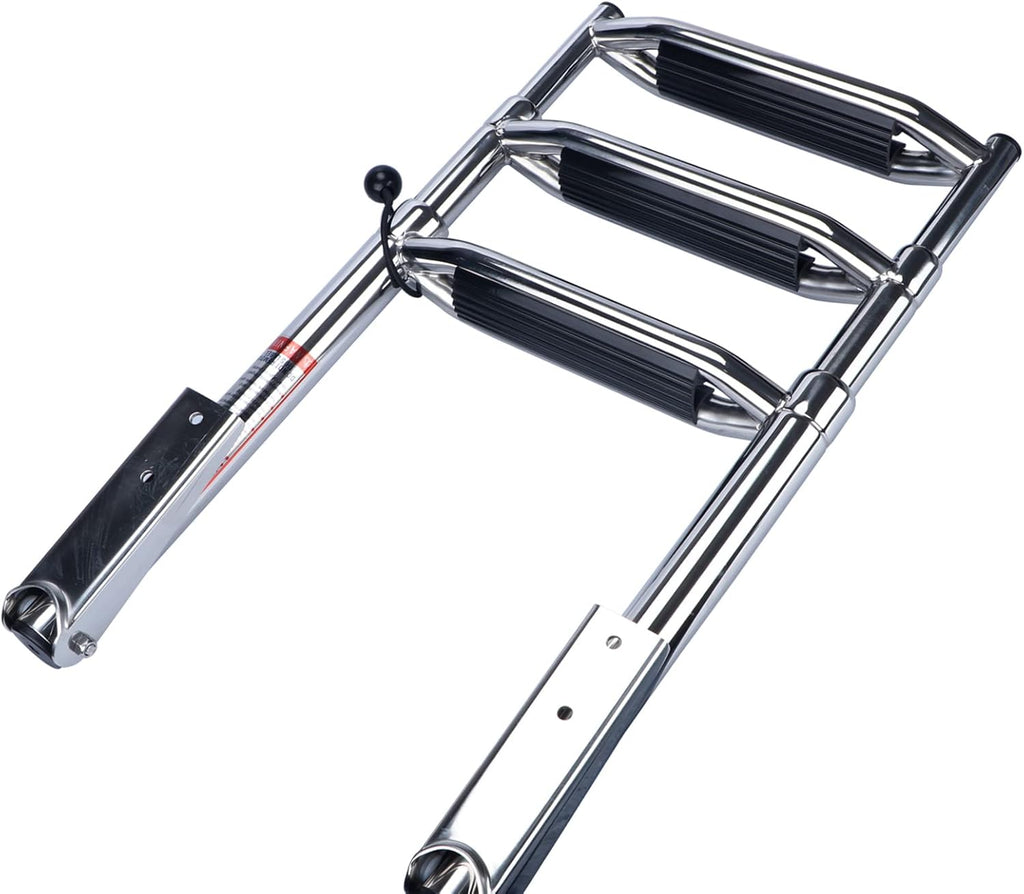 Stainless Steel 3 Step Telescoping Pontoon Boat Ladder with Retaining Strap, 900 Pound Capacity, Pack of 2 P783866