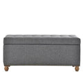 Upholstered Flip Top Storage Bench with Tufted Top and Rubber Wood Legs Gray C294246
