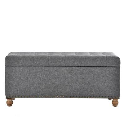 Upholstered Flip Top Storage Bench with Tufted Top and Rubber Wood Legs Gray C294246