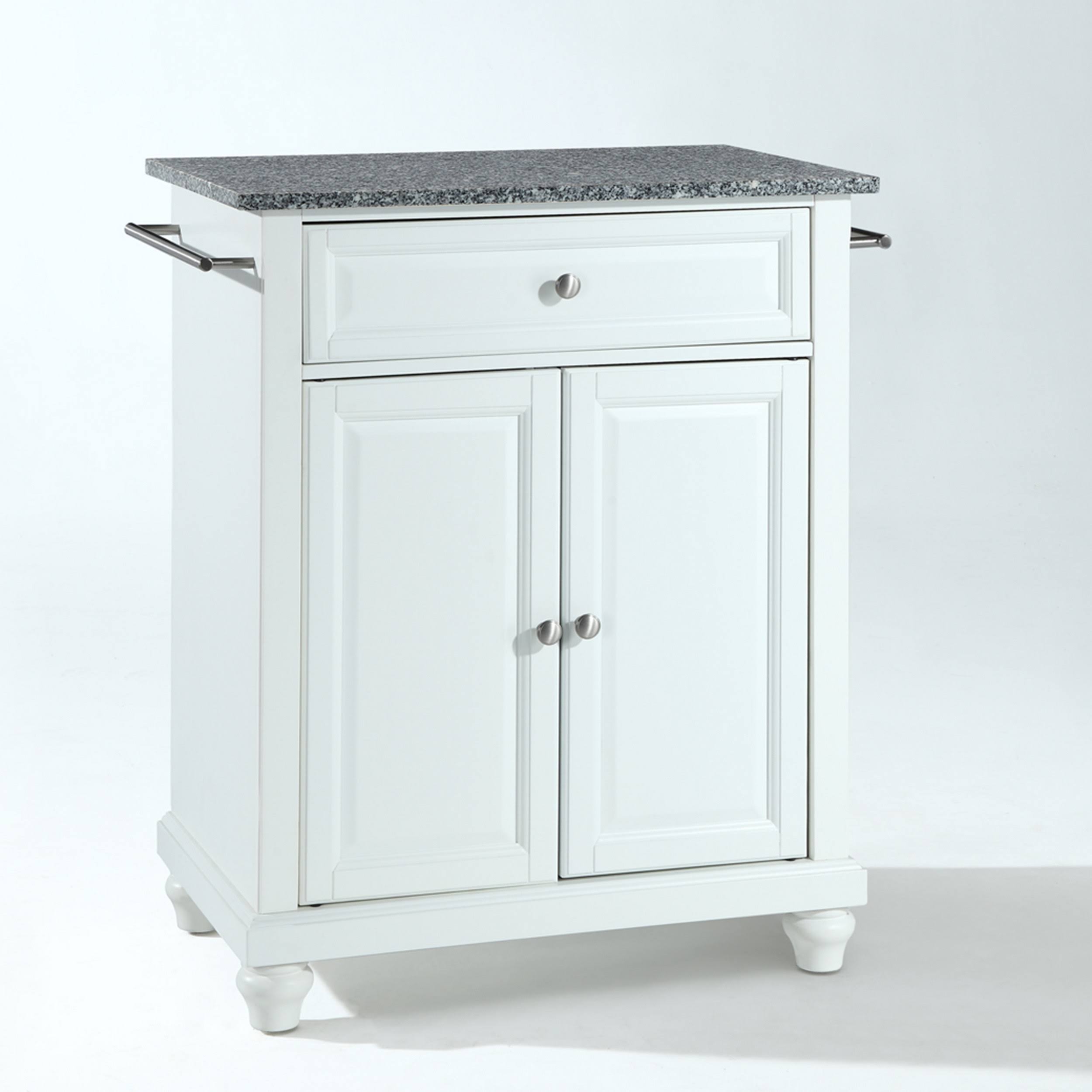 White Solid Granite Top Portable Kitchen Island S1809