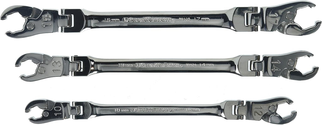 6 Pc. Ratcheting Flex Head Flare Nut Metric Wrench Set C857