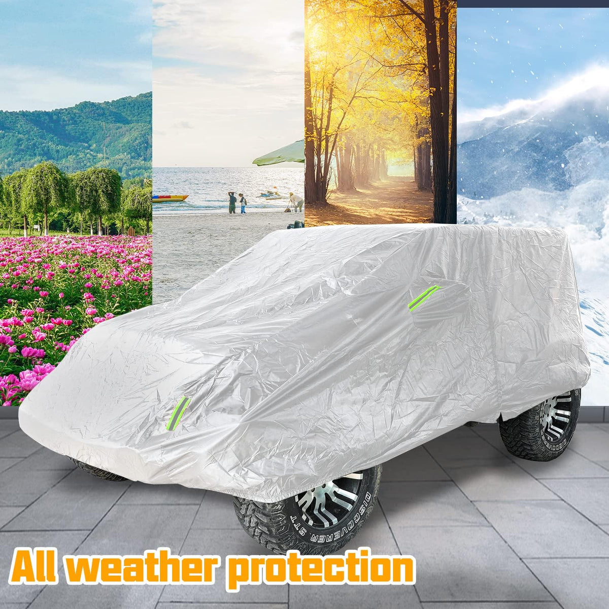 Silver Full Car Cover for Jeep Wrangler 4 Door Waterproof A741106